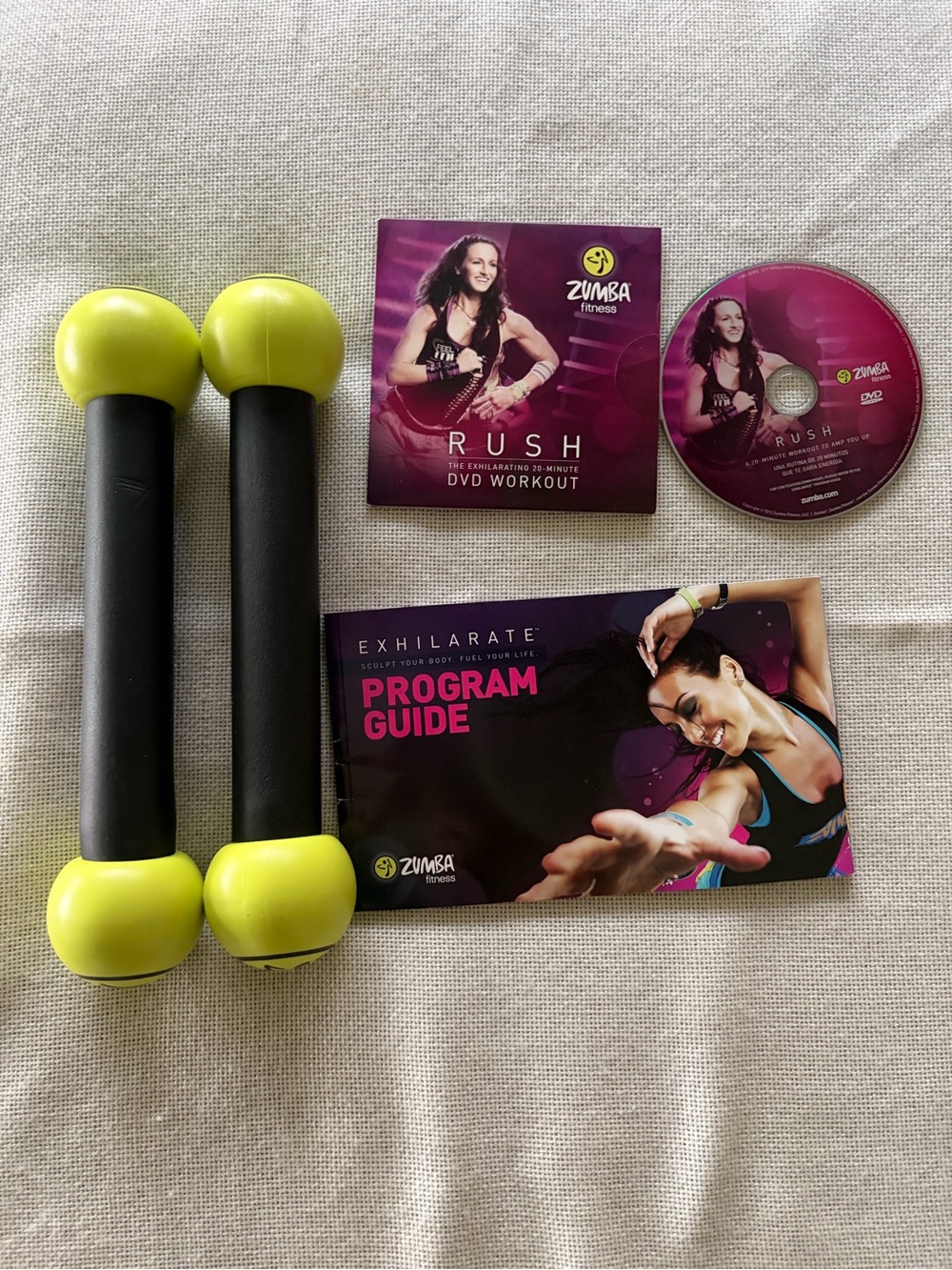 Zumba Program Guide Rush 20 Min DVD Workout Kit with Dumbbells(F161)